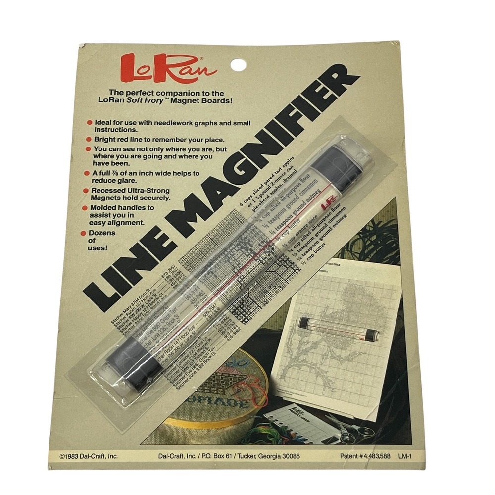 LoRan Line Magnifier LM-1 Magnetic Needlework Graph Reader Vintage 1983 NIP